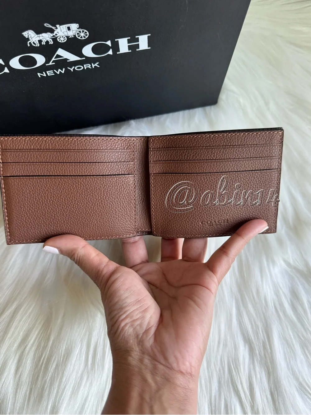 NWT Coach Slim Billfold Leather Wallet Saddle Color